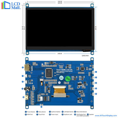 7インチHDMI TFTディスプレイ 1024*600ドット HDMインターフェイス 6時表示